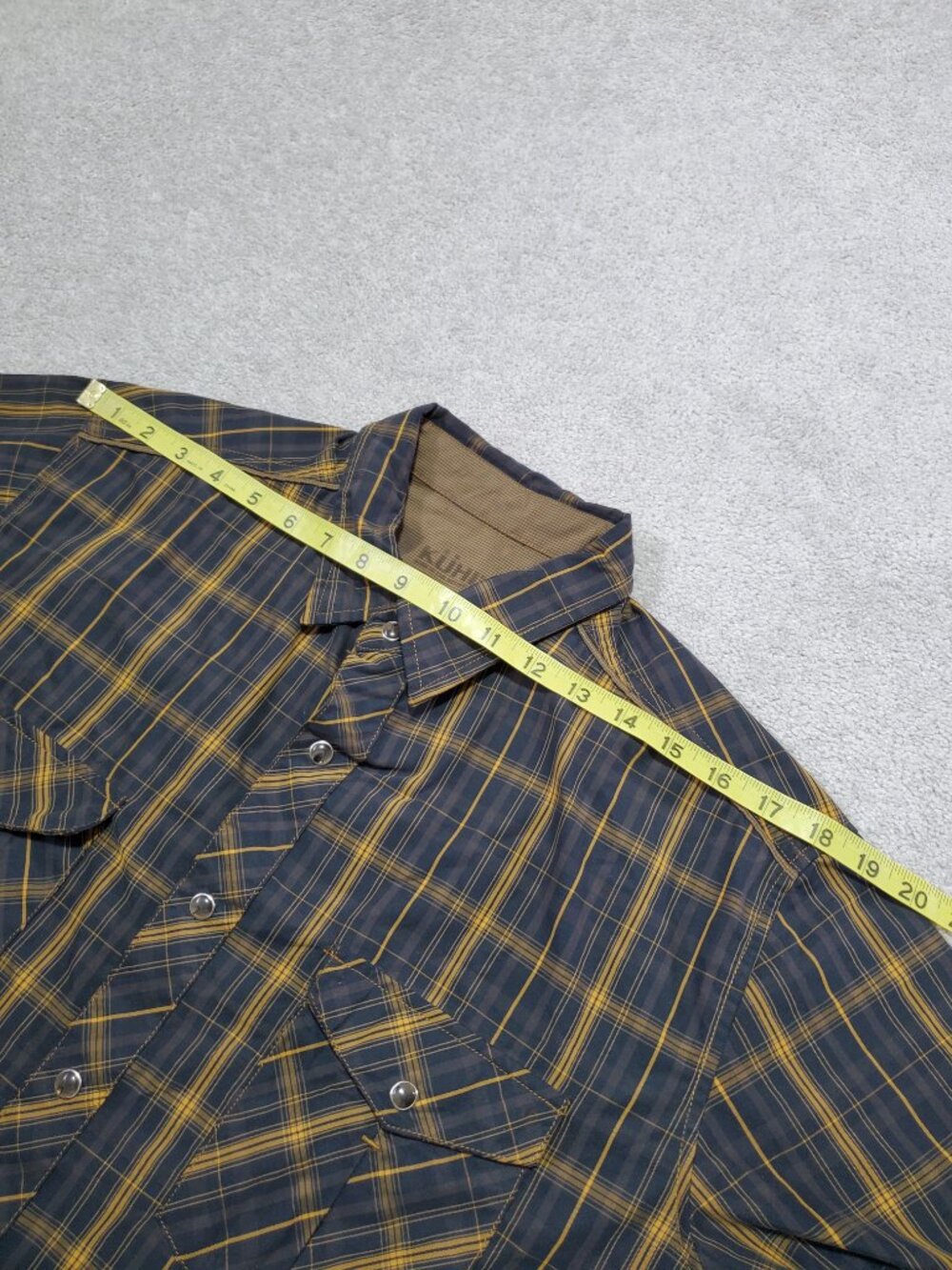 KUHL Eluxur Long Sleeve Pearl Snap Button Down Shirt Black Gold Men's Medium - Picture 15 of 16